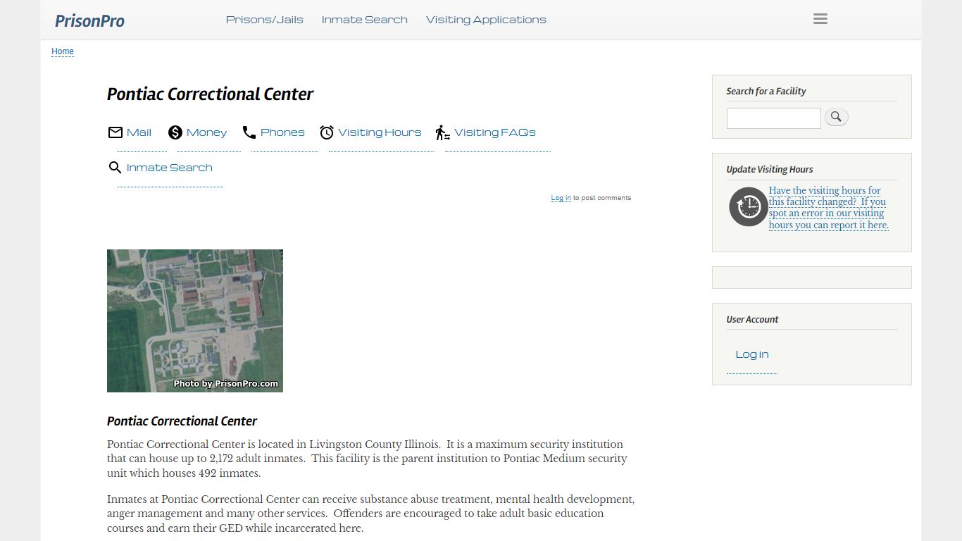 Pontiac Correctional Center Visiting hours, inmate phones, mail - PrisonPro